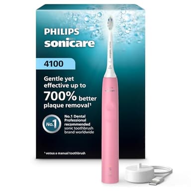 Philips Sonicare 4100 Power Brosse à dents électrique et rechargeable avec capteur de pression, Rose profond HX3681/26