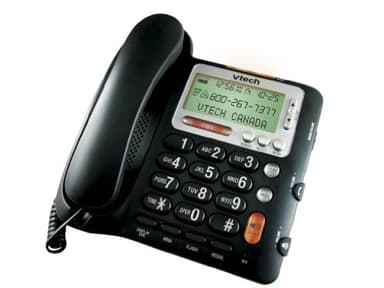 VTech CD1281 Téléphone filaire à grands boutons avec haut-parleur, augmentation du volume, identification de l'appelant, pour bureau ou montage mural (sans répondeur)