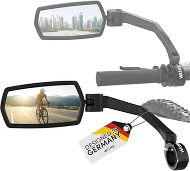Wittkop Rétroviseur de vélo, grand champ de vision HD, rotatif et pliable à 360°, montage en haut et en bas, rétroviseur arrière convexe résistant aux chocs et durable pour vélo, vélo électrique