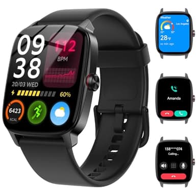 Montre intelligente pour homme et femme, montre connectée Bluetooth avec appel vocal et intelligence artificielle, cadran HD personnalisable de 1,85 pouces, montre de fitness avec moniteur de