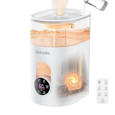 Humidificateurs pour chambre à coucher, grande pièce, maison – Humidificateur silencieux de 6 L à brume froide et chaude avec contrôle intelligent de l'humidité, télécommande, lumière 7 couleurs, humidistat, diffuseur d'huile pour plantes et bébés