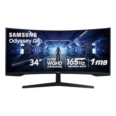 Samsung Écran de jeu Odyssey G5 34 po – UWQHD 165 Hz HDR AMD FreeSync (2020) (LC34G55TWWNXZA) [Version Canada] », noir