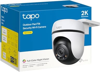 Tapo Caméra de sécurité filaire d'extérieur Wi-Fi 2K 3 MP QHD Pan/Tilt, couverture visuelle à 360°, vision nocturne en couleur jusqu'à 30 m, suivi intelligent des mouvements, détection de personnes, mode confidentialité physique (Tapo C510W)
