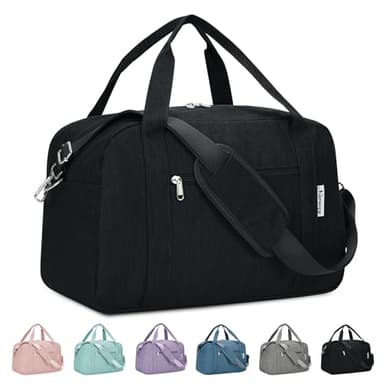 Narwey Sac de voyage pour articles personnels pour avion Petit sac de voyage polochon Bagage à main sous le siège pour avions Petit sac de gym Sac d'hôpital 25L, A-noir