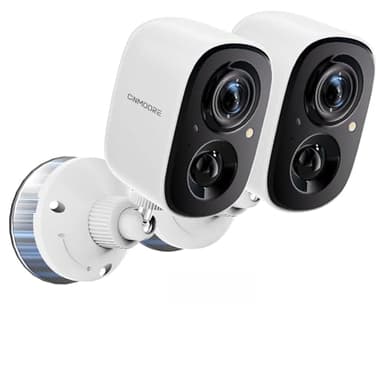 Lot de 2 caméras de sécurité magnétiques sans fil 2,5 K, WiFi extérieur, détection de personne AI, vision nocturne couleur 4 MP, audio bidirectionnel duplex complet, étanchéité IP66, alimentation par piles