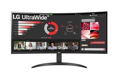LG Moniteur UltraWide (34WR50QK) - Écran UltraWide™ incurvé de 86,4 cm 21:9 QHD (3440x1440), sRGB 99%, HDR10, PBP, taux de rafraîchissement de 100Hz, fonctionnalités de protection des yeux, design