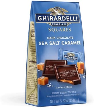 Ghirardelli, Carrés de chocolat noir au caramel et sel marin, sachet de 151 g
