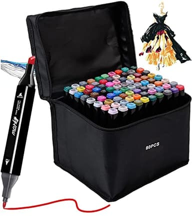 Ensemble de marqueurs à base d'alcool 80 couleurs - Marqueurs professionnels double face pour artistes, meilleurs marqueurs de coloriage mélangeables pour les livres de coloriage pour adultes, sans