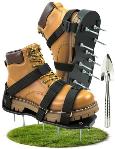MILLUXXi Chaussures aérateurs de pelouse avec sangles auto-agrippantes pour aérer efficacement le sol de la pelouse, installation libre, sandales à pointes robustes pour cour, terrasse, jardin, taille unique