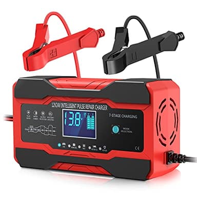 YONHAN Chargeur de batterie 10 ampères 12V et 24V entièrement automatique, chargeur de batterie intelligent pour voiture, mainteneur de batterie, chargeur d'entretien et désulfateur de batterie avec
