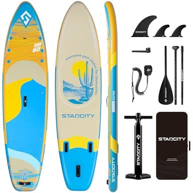 STARCITY Planche à pagaie gonflable de 11 pieds * 34 pouces * 6 pouces, planche à pagaie gonflable, spacieuse et stable, antidérapante et facile à utiliser, grande taille adaptée pour une personne