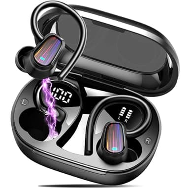 Écouteurs sans fil, 50H Bluetooth 5.4 Écouteurs sport, écouteurs Bluetooth avec ENC antibruit, écouteurs sans fil HiFi stéréo avec crochets d’oreille, écouteurs étanches IP7 pour le sport/entraînement