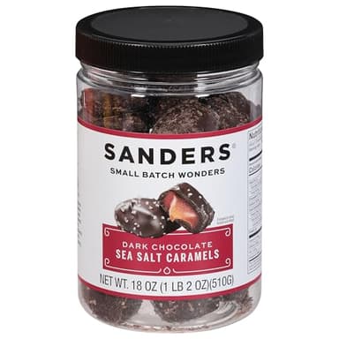 Caramels au chocolat noir au sel marin Sanders - Pot de 18 oz