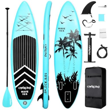 Planche à pagaie gonflable SUP 10'6"/3,2 m 15 cm d'épaisseur ultra-légère pour tous les niveaux de compétence - Planche à pagaie ISUP avec accessoires, planches à pagaie gonflables 10/6 pour adultes