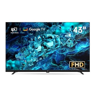 FPD Téléviseur intelligent 43 pouces, Google TV avec Google Cast, Dolby Audio 1080p Full HD écran plat LED, HDR 10, télécommande vocale, télévision en direct ultra mince pour bureau à domicile