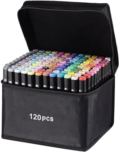 120 marqueurs à l'alcool de couleurs, marqueurs d'art pour enfants et adultes, marqueurs à double pointe permanents pour dessin, stylos à croquis parfaits pour garçons, filles, étudiants, cadeau avec
