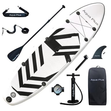 Aqua Plus Planche à pagaie gonflable de 15,2 cm d'épaisseur pour tous niveaux de compétence, pagaie, pompe, sac à dos de voyage, laisse, bandoulière, pour jeunes adultes