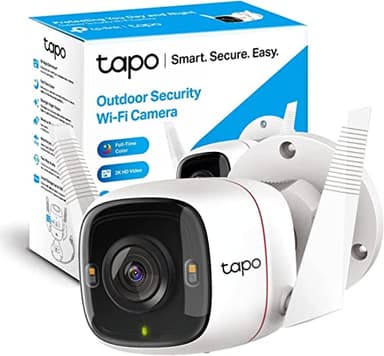 TP-Link Tapo Caméra de sécurité QHD 4MP 2K pour extérieur, filaire, sirène intégrée avec capteur Startlight, indice de protection IP66, détection de mouvement/personne, fonctionne avec Alexa et Google