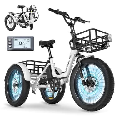 MOONCOOL Tricycle électrique pliant pour adultes 500 W 48 V Batterie amovible 50,8 cm 3 roues Vélo électrique pour adultes, Tricycle électrique à trois roues