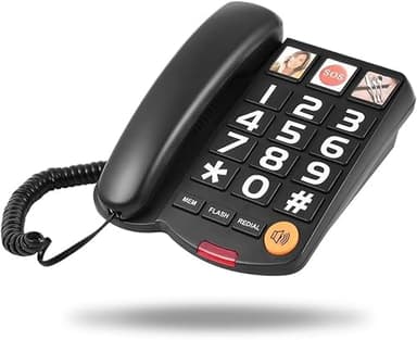 Téléphone fixe filaire à gros bouton pour personnes âgées avec contrôle du volume, SOS, numérotation One Touch, sonnerie amplifiée pour malvoyants, malentendants et démence