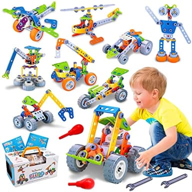 10 en 1 jouets STEM pour garçon de 4, 5, 6, 7, 8 ans, jouets de construction pour enfants de 4 à 8 ans, ensemble de jouets éducatifs de construction STEM pour l'apprentissage créatif pour garçon fille