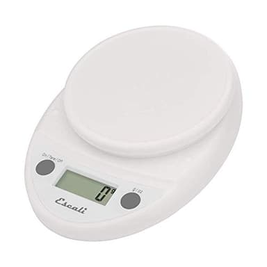Escali Primo Balance alimentaire numérique multifonctionnelle pour cuisine et pâtisserie pour une mesure précise du poids et un contrôle des portions, 8,5 x 6 x 1,5 pouces, blanc