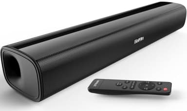 Saiyin Barre de son compacte, petite barre de son 40 W pour TV, système de son surround TV, haut-parleurs avec connexion Bluetooth/optique/AUX pour PC/jeux/projecteurs, 43,2 cm