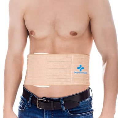 NIdreamCE Ceinture de hernie ombilicale avec coussinet de compression pour homme et femme, pour nombril et hernie, soulage la douleur pour incisionnelle, épigastrique, ventrale (taille L)