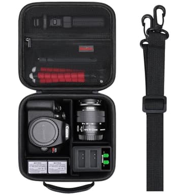 Elonbo Sacoche de transport pour appareil photo reflex numérique Canon EOS Rebel T7/T6 et Canon EOS R50/R100/R5/R5 Mark II/R6 Mark II/R7/R8 appareil photo sans miroir/90D/T8i/T5/5D Mark IV, support
