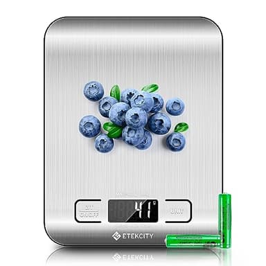 Etekcity Balance de cuisine numérique en grammes et onces pour perte de poids, pâtisserie, cuisine, cétogène et préparation des repas, colis postaux, petite taille, acier inoxydable 304