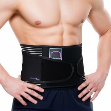 AbdomenCare Ceinture herniaire ombilicale PRO pour homme et femme – Support réglable pour hernie abdominale avec 2 coussinets de compression et sangle de compression supplémentaire – Hernie ombilicale, abdominale, post-chirurgie – S/M