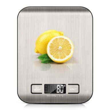 Balance alimentaire numérique Balance de cuisine Balances de poids alimentaire pour la cuisine et la pâtisserie avec 6 unités Fonction tare (Batterie incluse)