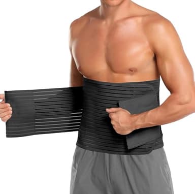 MAMODY Ceinture abdominale pour homme et femme – Ceinture de soutien de la taille inférieure – Compression réglable – Ceinture herniaire (noir, XL)