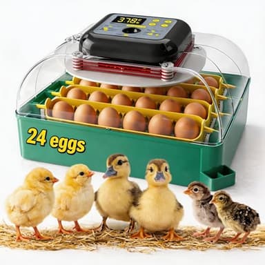 Incubateur de 24 œufs avec rotation automatique des œufs et affichage de l'humidité - Écubateur de volaille numérique avec bougie à œufs - Incubateurs professionnels pour éclosion de poulet, caille, canard et oie